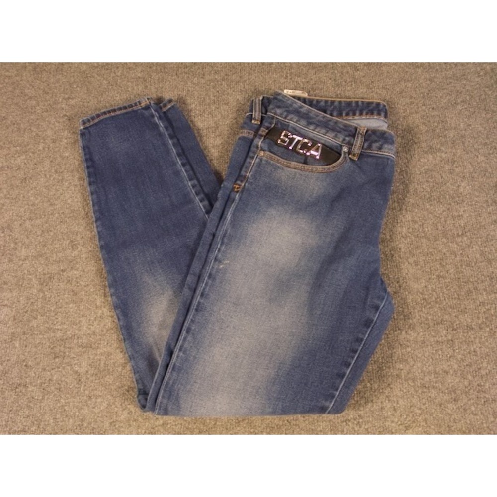 Just Cavalli Slim Fit Blue Wash Denim Jeans STCA Embellishment Womens Size 33